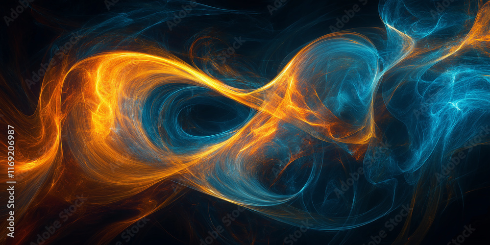 Aufkleber abstract orange and blue swirls creating a dynamic flowing design