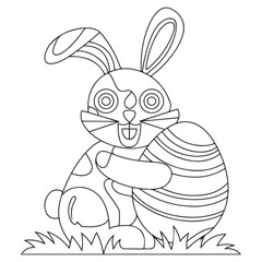 Easter Bunny carrying a decorated Easter egg coloring page