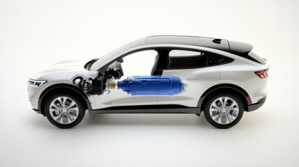 Fototapeta premium Electric SUV Cutaway Showing Motor Drive Unit and Transmission System