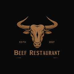 A stylized bull head logo for a beef restaurant established in 2027.