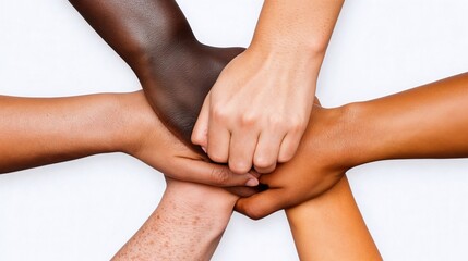 Fototapeta premium Diverse Hands Joined Together - Symbol of Unity, Inclusion, and Teamwork