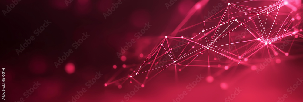 Aufkleber Abstract pink plexus network nodes connecting lines background
