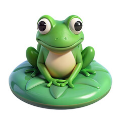Adorable Cartoon Frog Sitting on a Lily Pad - 3D