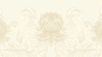 Obraz premium A delicate floral pattern featuring a large lotus design on a soft background.
