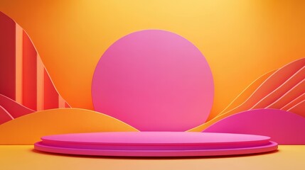 Obraz premium Abstract Geometric Background with Pink and Orange Platform