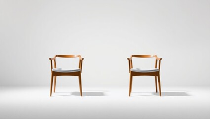 Two Modern Wooden Chairs with Light Cushions