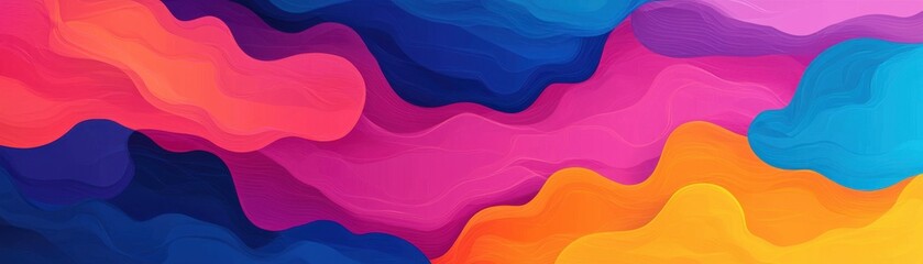 Fototapeta premium A vibrant abstract design featuring flowing waves of pink, blue, and orange hues, creating a sense of movement and energy.