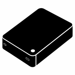 External Hard Drive Black Silhouette Vector