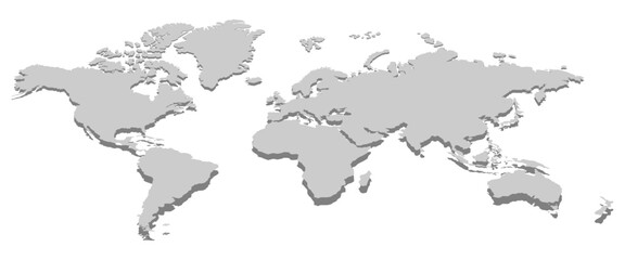 world map with perspective view, vector illustration isolated on white background.