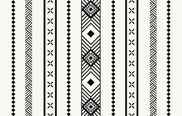 Ethnic tribal African black and white stripe background. Seamless tribal pattern, folk embroidery, tradition geometric African ornament. Traditional design for fabric, textile, print, rug, paper