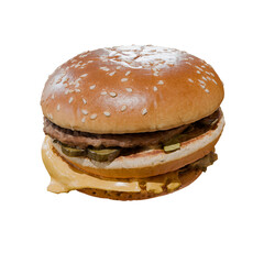 3D tasty burger isolated on transparent background