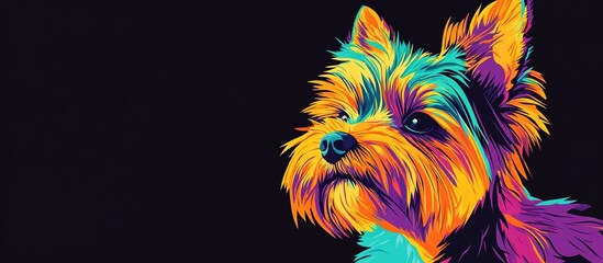 Naklejka premium Colorful portrait of a Yorkshire Terrier on black. (2)