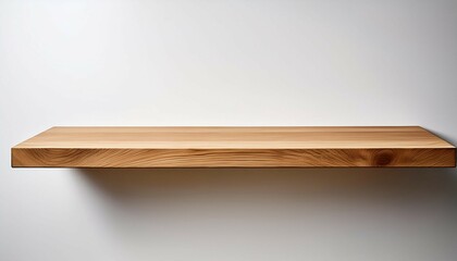 a simple wooden shelf awaiting its purpose on a white or clear surface white background