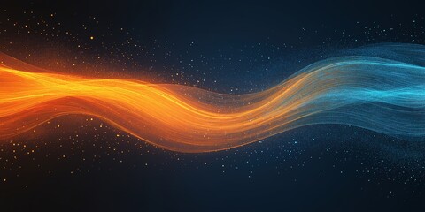 Obraz premium Abstract Blue and Orange Stripe Light, Futuristic Motion Blur Technology Concept with Fast Forward Timeline Background