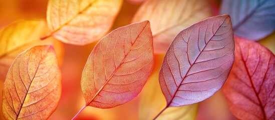 Vibrant autumn leaves in warm, sunset hues.