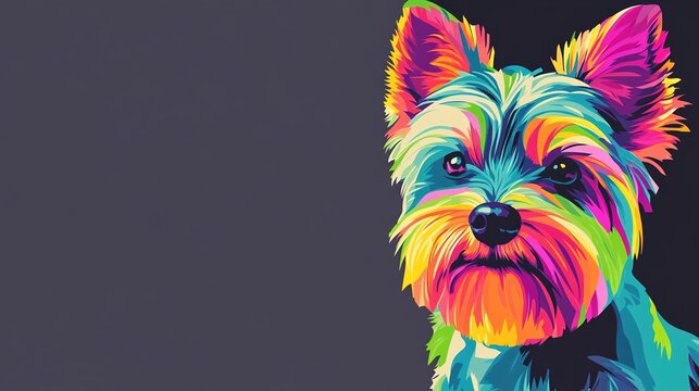 Colorful Yorkshire Terrier pop art portrait.