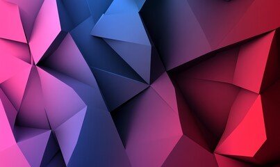 Obraz premium A vibrant abstract geometric background with sharp angles and gradients of blue, pink, and red.