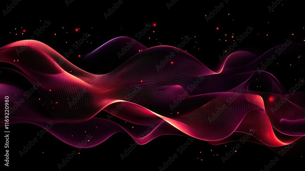 Canvas Prints flowing red and purple mesh waves on a black background. ideal for digital art music visualizations 