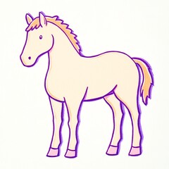 Obraz premium Charming Hand-Drawn Illustration: A Gentle Palomino Horse Stands Elegantly. AI Generated