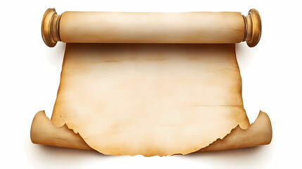 Old parchment paper scroll banner on white background. Parchment. Illustration