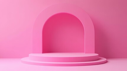 Pink Archway Display Stage Mockup