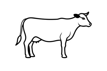 Cow Silhouette Icon on Clean White Background