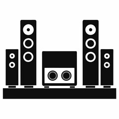 Home Theater Silhouette Vector Art