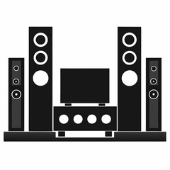 Home Theater Silhouette Vector Art