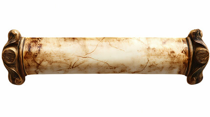 Antique parchment scroll with a weathered texture, isolated on transparent or white background. Parchment. Illustration