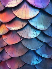 Obraz premium Fantasy dragon scales pattern, shimmering iridescent textures