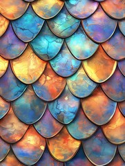 Fantasy dragon scales pattern, shimmering iridescent textures