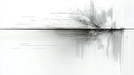 Abstract black and white glitch art resembling a digital explosion or data stream. Ideal for tech backgrounds album covers or cyberpunk aesthetics.