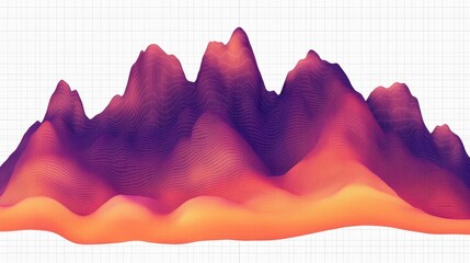 Obraz premium Abstract 3D landscape with vibrant colors and grid background. Ideal for data visualization futuristic backgrounds or presentations.