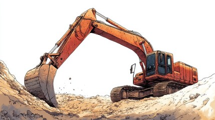 Stylized Excavator in Urban Background