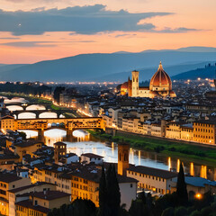 Fototapeta premium Beautiful Citysearch of Florence at sunset