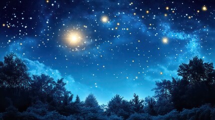 Deep space shining stars in night sky, constellation star field, galaxy