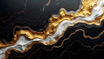 Elegant Black and Gold Marble Abstract Texture