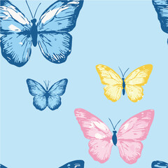 Fototapeta premium Illustration vector of Butterfly Seamless Pattern