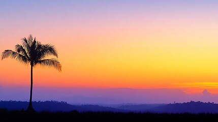 Obraz premium Sunrise Silhouette of a Palm Tree