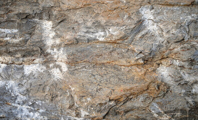 Empty rough brown natural stone wall on cave with rust color for abstract background and texture. beautiful patterns, space for work, banner, seamless wallpaper close up.