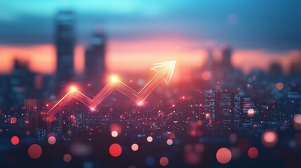Urban Growth Trend Illustration with Rising Arrow