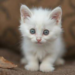 Un lindo gatito de ojos azules y pelo muy esponjado