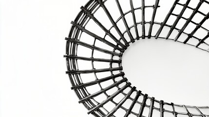 Naklejka premium Abstract view of modern architecture showcasing curved concrete structures against a white background