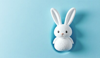 Obraz premium Cute White Easter Bunny in Egg Shape