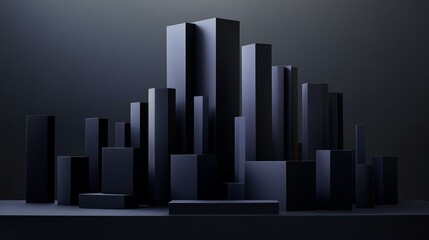 Abstract Dark Cityscape Geometric Structures