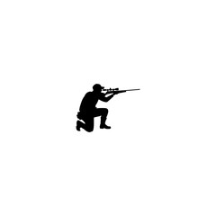 Male soldier silhouette.  Male soldier wearing uniforms and holding rifles silhouette bundles,