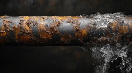 A pipe showing rust buildup inside, with water flowing through, representing maintenance challenges in industrial pipelines.