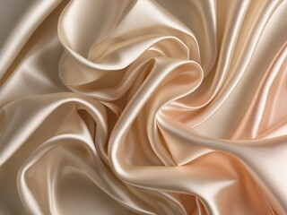 Elegant Satin Fabric with Swirling Folds and Curves in Warm Tones