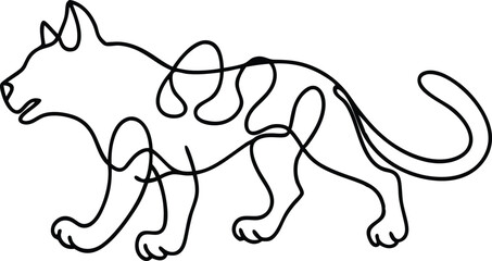 Animal footprint in continuous line drawing style. Line art symbol of animal footprint