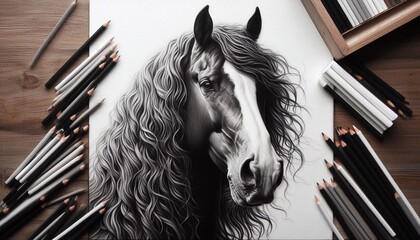 horse head sketch generative Al